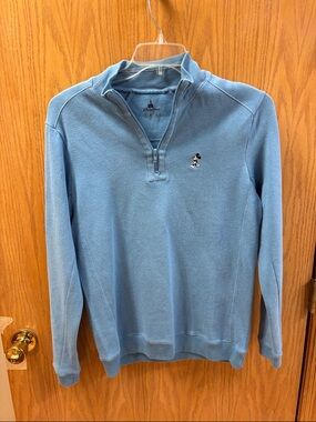Disney Men's Sky Blue Half-Zip Pullover with Mickey Patch